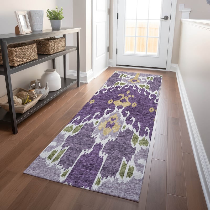 Premium Washable Super Soft Boho Ikat Mayfield Rug - Purple - 2' 3" x 7' 6" - Runner