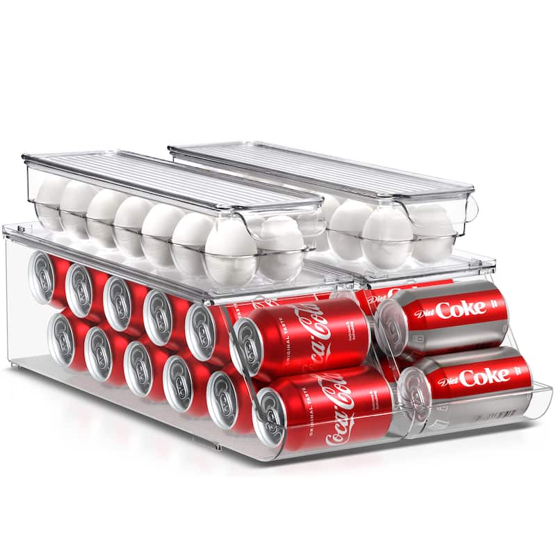 Can Organizer and Egg Holder Set - 4 Pc Set - Clear