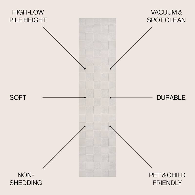 JONATHAN Y Helena Modern Geometric Checkerboard High-Low Area Rug