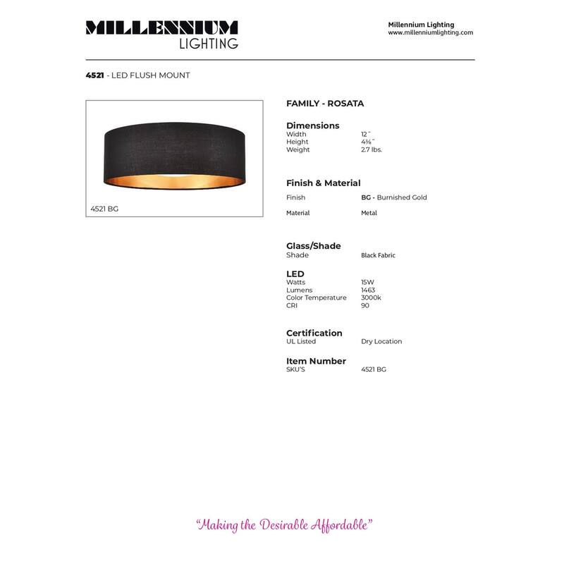 Millennium Lighting Rosata Flush Mount Ceiling Light