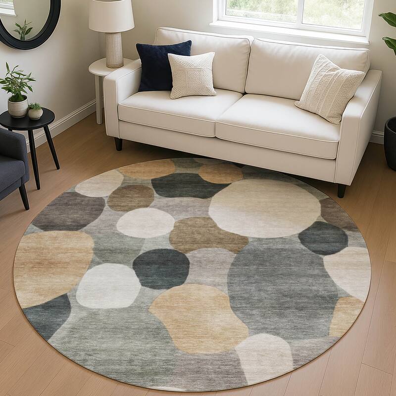 Machine Washable Indoor/ Outdoor Modern Circy Chantille Rug