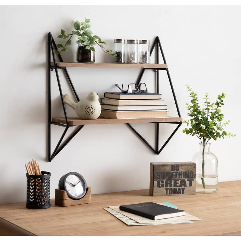 Kate and Laurel Melita Modern Two-Tier Floating Wall Shelf - 2 Shelves