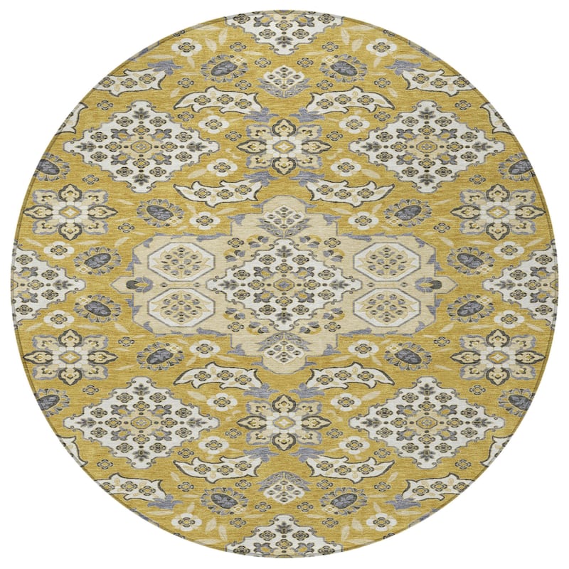HomeRoots Medallion Traditional Rectangle Outdoor Rug
