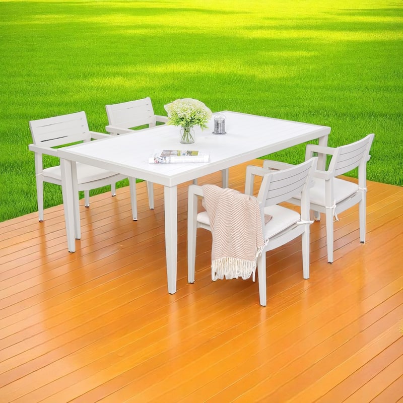 KISRAIS Modern Classic Outdoor Patio Cast Aluminum 4PCs Dining Chairs, Sunbrella Fabric Cushion