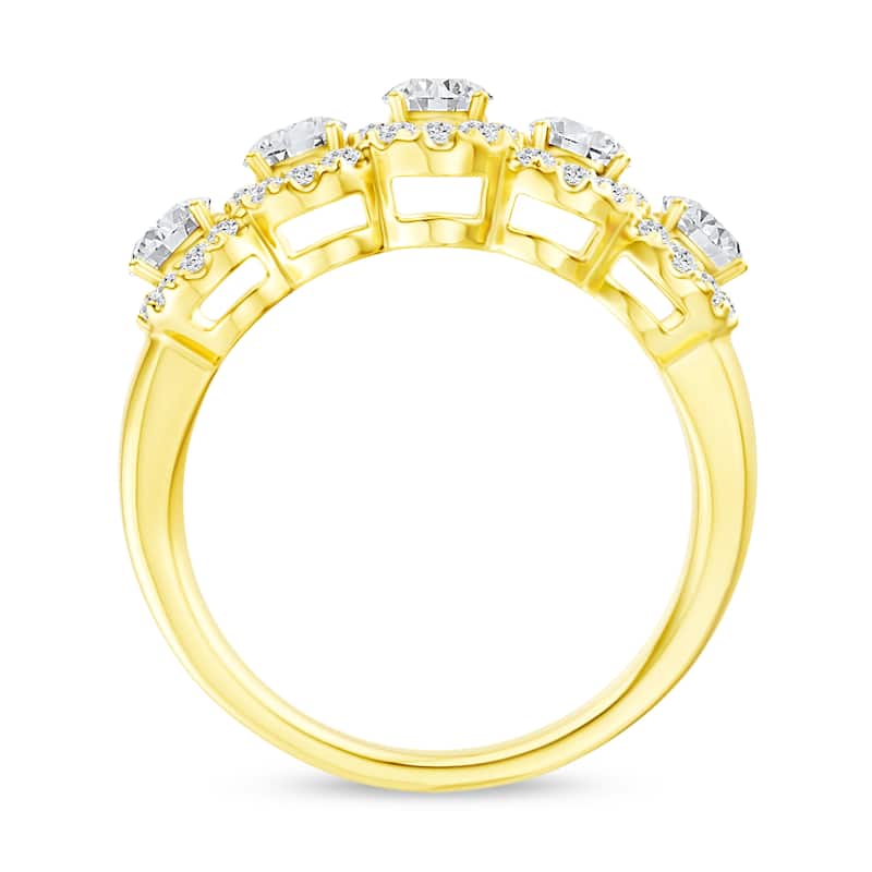 IGI Certified 1ct TDW Diamond Halo Ring in 14K Yellow Gold for Women