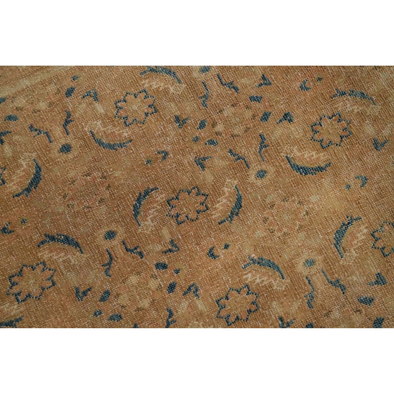 Hand Knotted Oriental 100% Wool Carpet Traditional All-Over Brown Tabriz Area Rug - 9' 11'' X 6' 10''