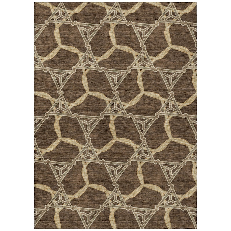 Machine Washable Indoor/ Outdoor Transitional Links Chantille Rug