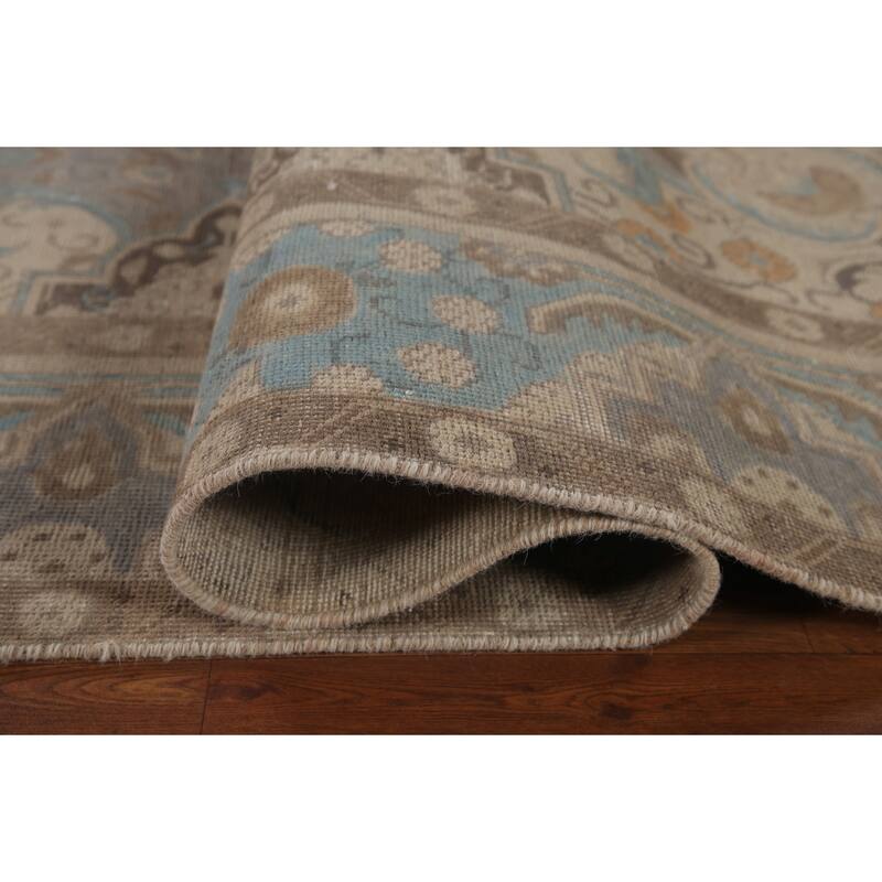 Hand Knotted Oriental 100% Wool Carpet Traditional Floral Greys & Charcoal Tabriz Area Rug - 12' 11'' X 9' 5''