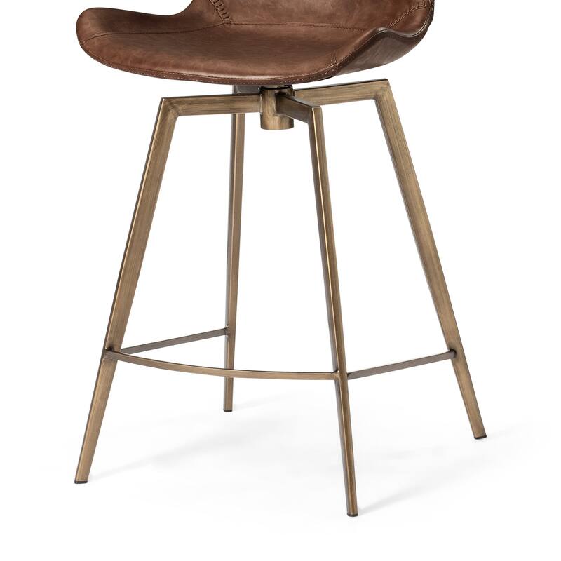 Maven Lane Victor Metal & Vegan Leather Kitchen Dining Stool