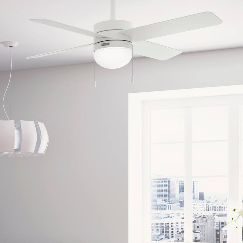 Hunter 52" Timpani Ceiling Fan w/ LED Light, Pull Chain - Standard - Fresh White
