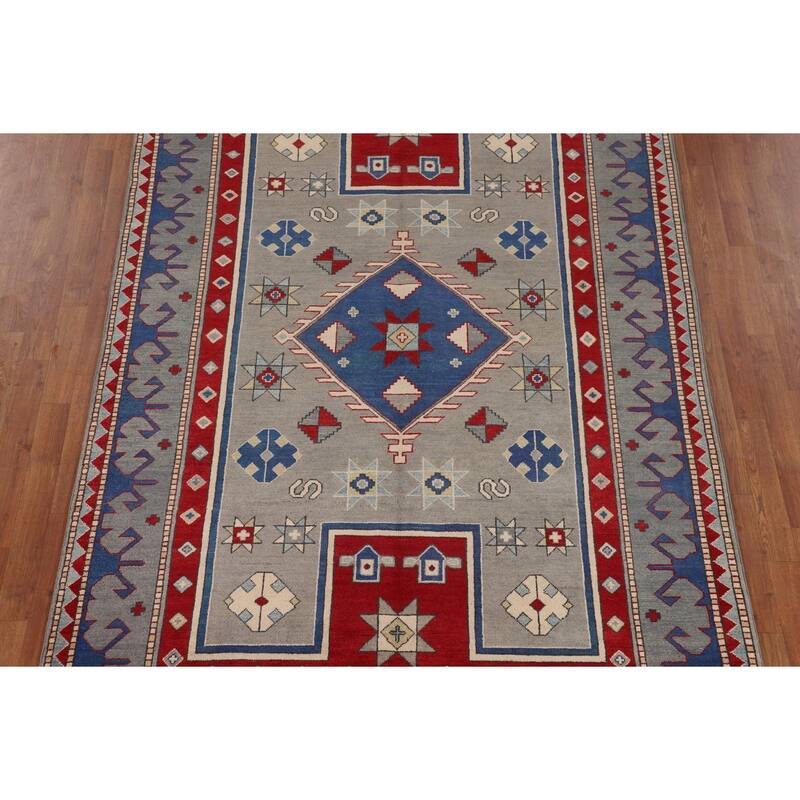 Kazak Oriental Area Rug Handmade Wool Carpet - 5'11" x 8'11"