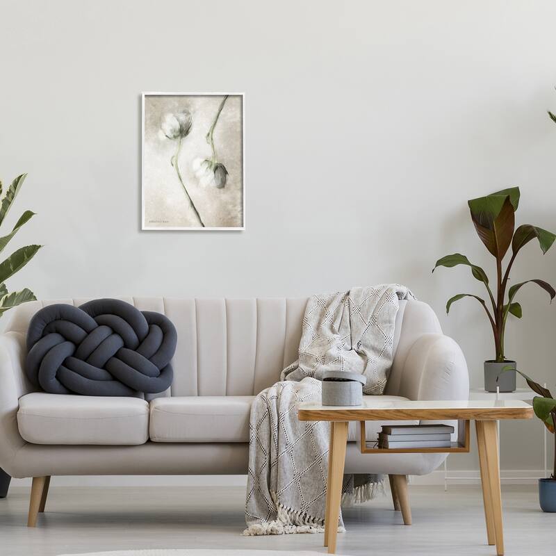 Stupell White Floral Stems Botanical Vintage Rose Blossom Painting Framed Wall Art,Design by Bluebird Barn - Green