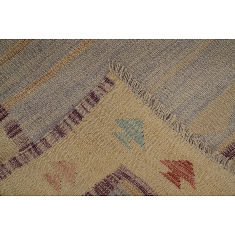 Hand Woven Oriental 100% Wool Carpet Southwestern Tribal Multi-Colored Kilim Area Rug - 6' 9'' X 4' 10''
