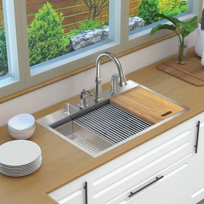 Transolid KWSST332210-4 KWS 33" Drop In Single Basin Stainless Steel