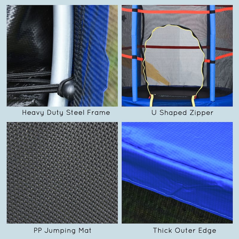 Outsunny 5' Diameter Kids Trampoline with Net for Indoors & Outdoors, Ages 3 to 6