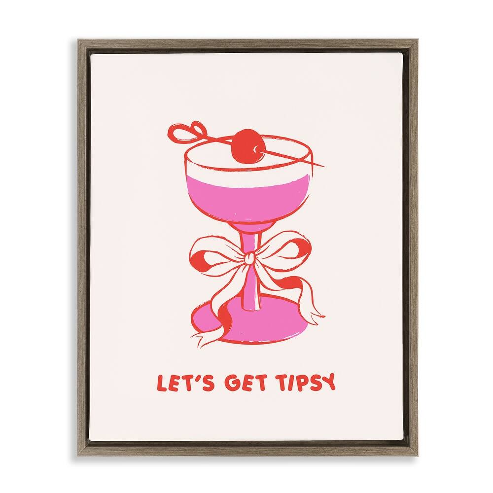 Stupell Let's Get Tipsy with Glass Framed Floater Canvas Wall Art Design By House of Lulu