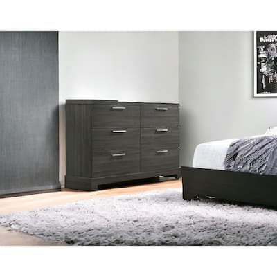 HomeRoots 59" Gray Solid and Manufactured Wood Six Drawer Double Dresser
