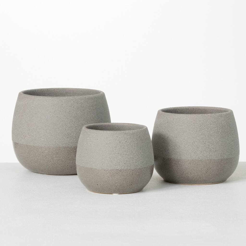 Sullivans Speckled Gray Two-Toned Ceramic Planters Set of 3, 6"H, 5"H & 4.5"H Gray