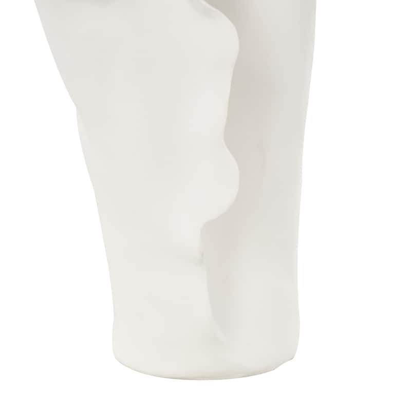 Ceramic Abstract Floral Inspired Vase with Wavy Folded Rim - White or Black - Roche River Decor
