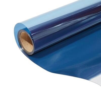 2 Rolls One Way Mirror Privacy Window Film, 17.7 inch x 6.5 ft Non-Adhesive Static Cling Heat UV Control (Blue)