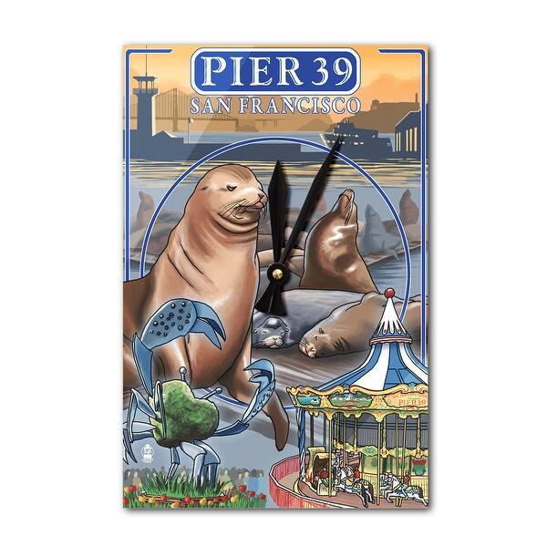 slide 2 of 3, San Francisco, California - Pier 39 - Lantern Press Artwork (Acrylic Wall Clock) - Acrylic Wall Clock