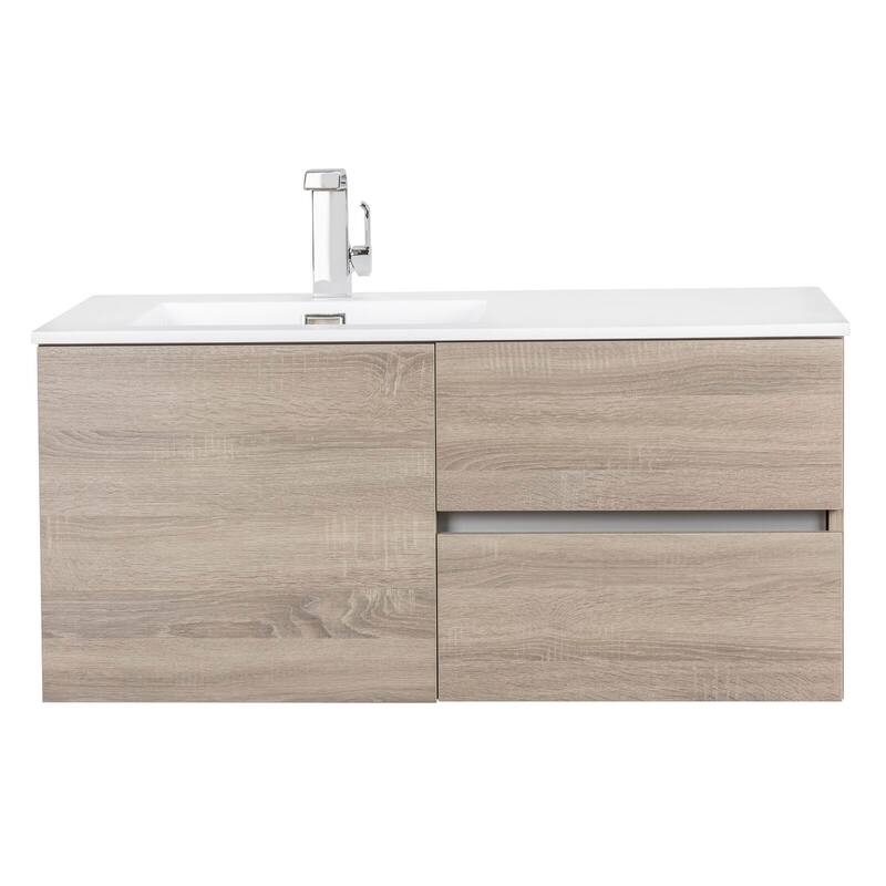 Beachwood Collection 42" Wall Mount Cultured Marble Top Bathroom Vanity Cabinet with Sink and Drawers