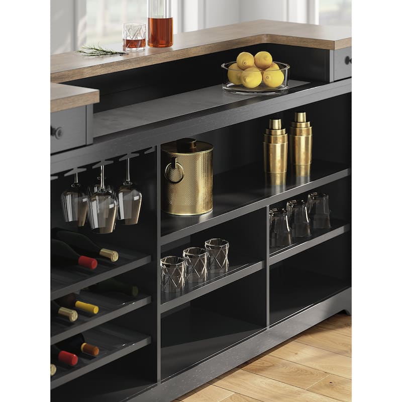 Signature Design by Ashley Wildenauer Brown/Black 78" Bar - 78" W x 22" D x 43" H
