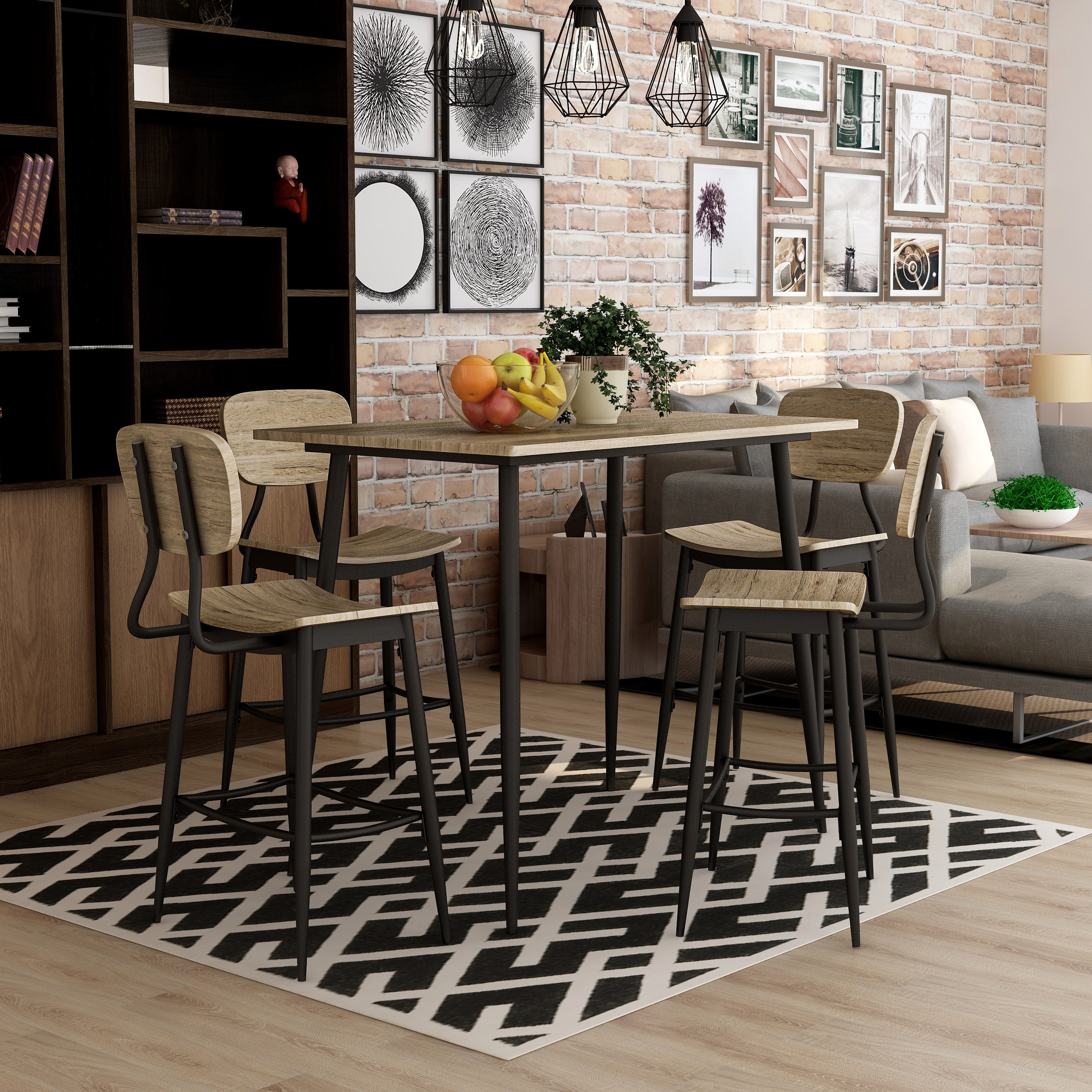 Furniture of America Cairo Industrial Metal 5-Piece Counter Height Dining Table Set