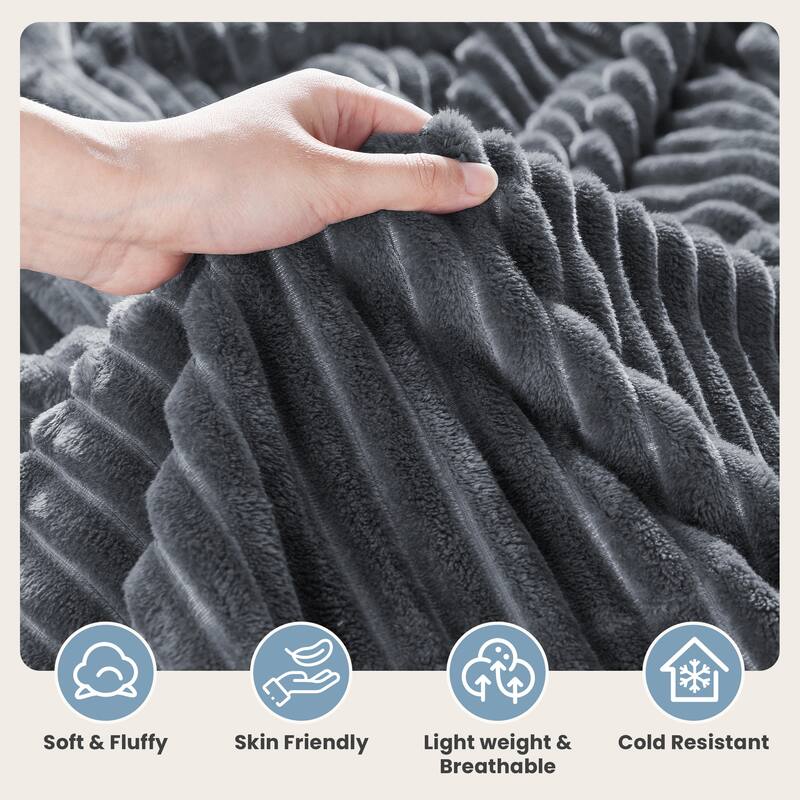 Textured Stripe Cozy Throw Blanket, Ultra-Soft, All-Season Comfort for Every Adventure