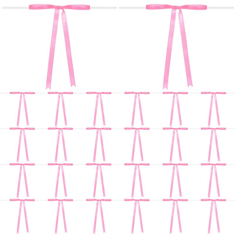 50-Pack Satin Ribbon Twist Tie Bows 7x5" Bow Twist for Gifts