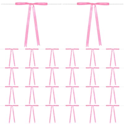 50-Pack Satin Ribbon Twist Tie Bows 7x5" Bow Twist for Gifts