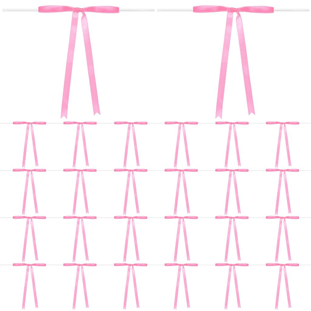 50-Pack Satin Ribbon Twist Tie Bows 7x5" Bow Twist for Gifts