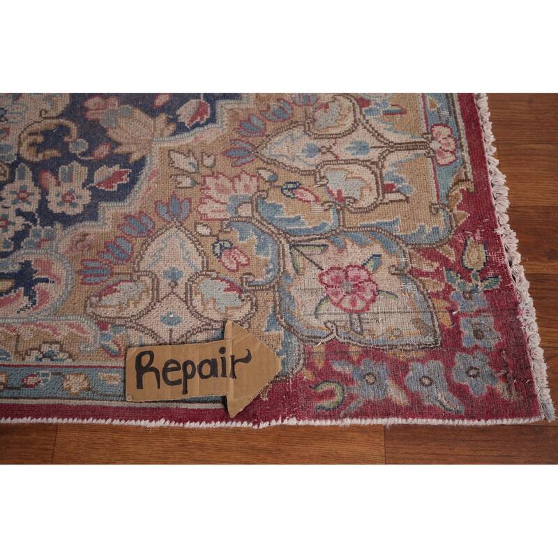 Vintage Kerman Persian Large Vintage Area Rug Hand-Knotted Wool Carpet - 9'8"x 15'11"