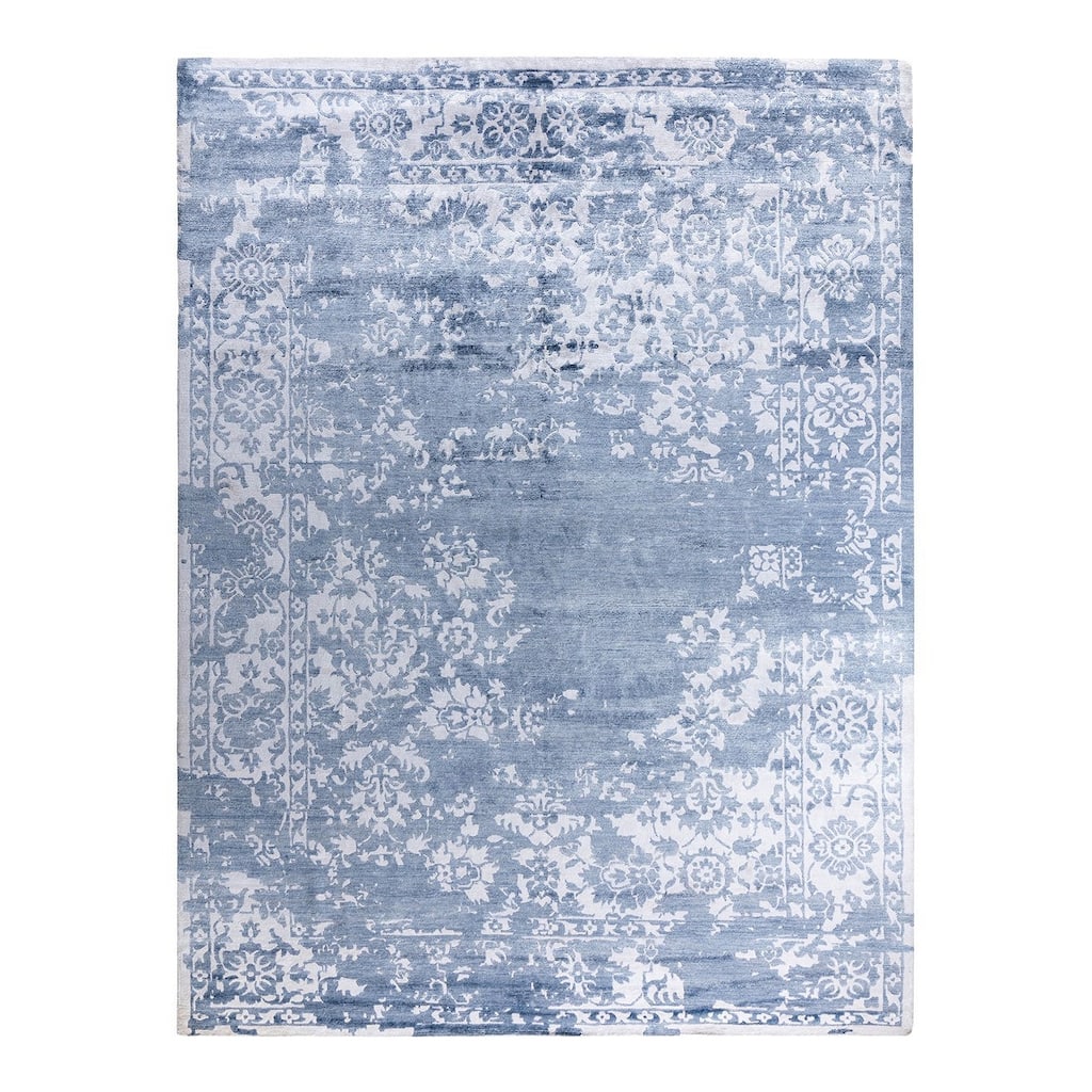 Modern One-of-a-Kind Hand-Knotted Area Rug, Blue - 9' 2" x 12' 1"