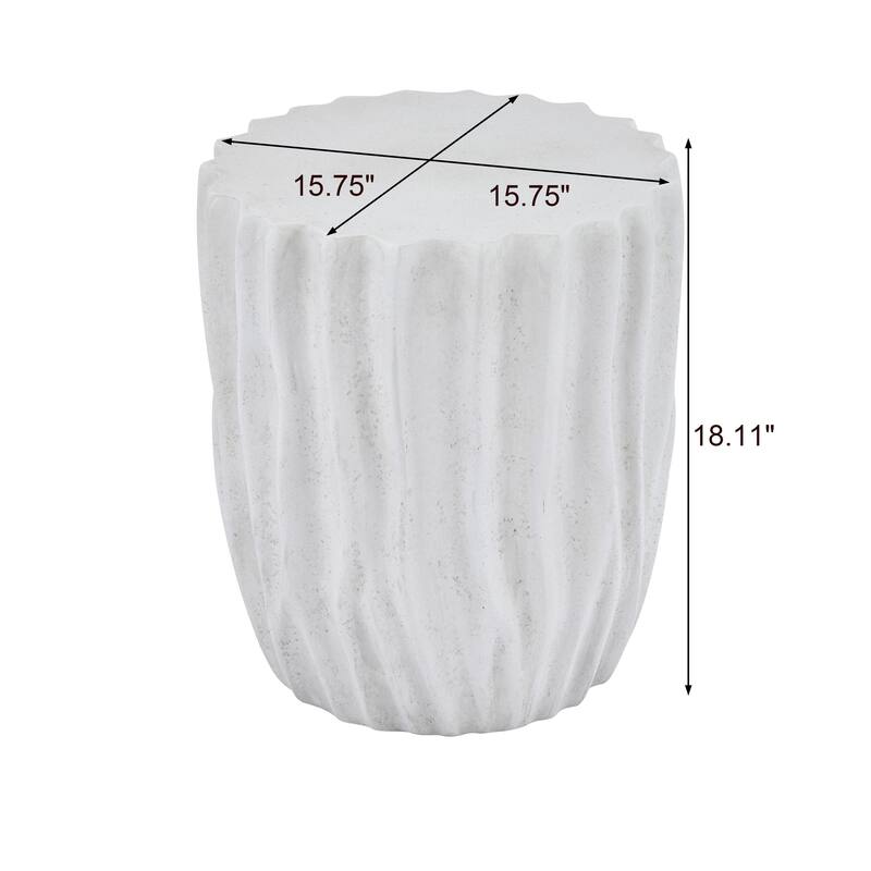 Christopher Knight Home - Ames 18.11"H Outdoor Modern Drum Shape MGO Side Table with Ribbed Surface Textured, Fully Assembled