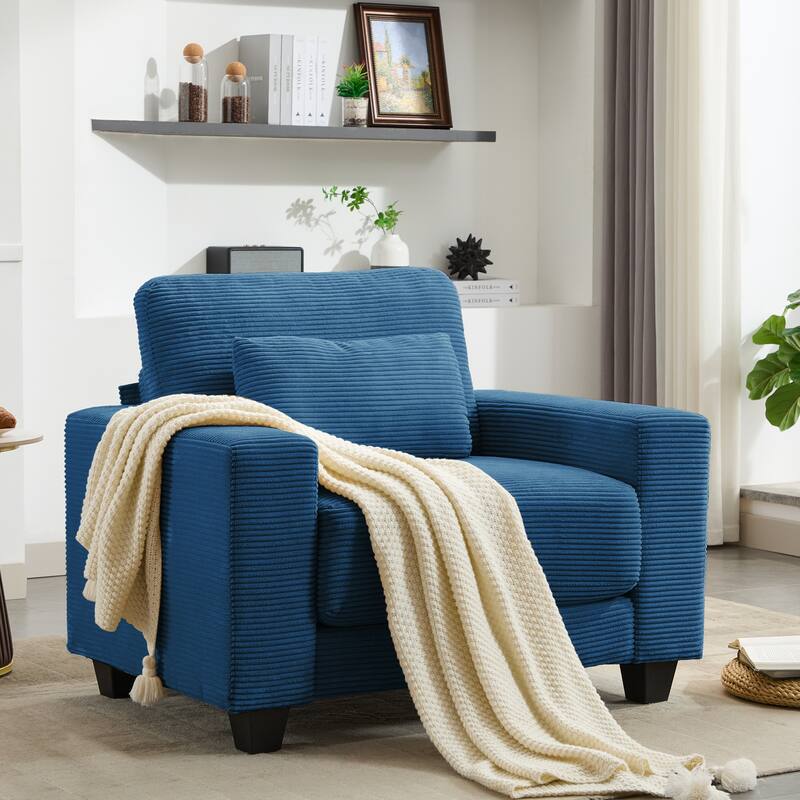 Corduroy Widened Single Sofa Chair, A Extra Lumbar Pillow