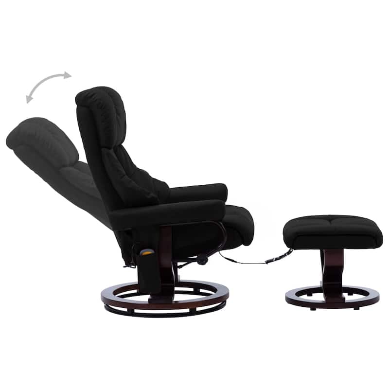 vidaXL Massage Recliner Swiveling Recliner Chair Faux Leather and Bentwood - 31.9" x 34.6" x 42.9"