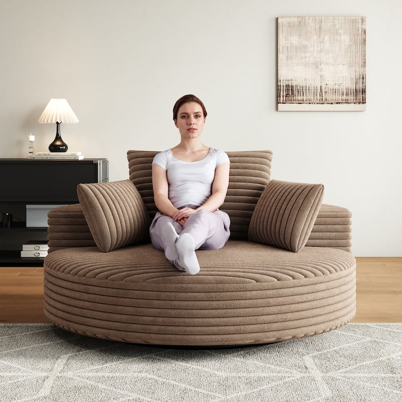 55 Inch Corduroy 360 Degree Swivel Sofa Chair for Living Room