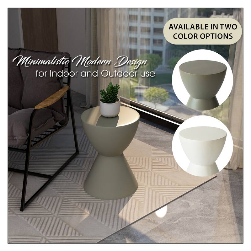 Loft 14-Inch Modern Round Accent Fiberstone Side Table for Indoor Outdoor Patio, Living Room, or Home Office