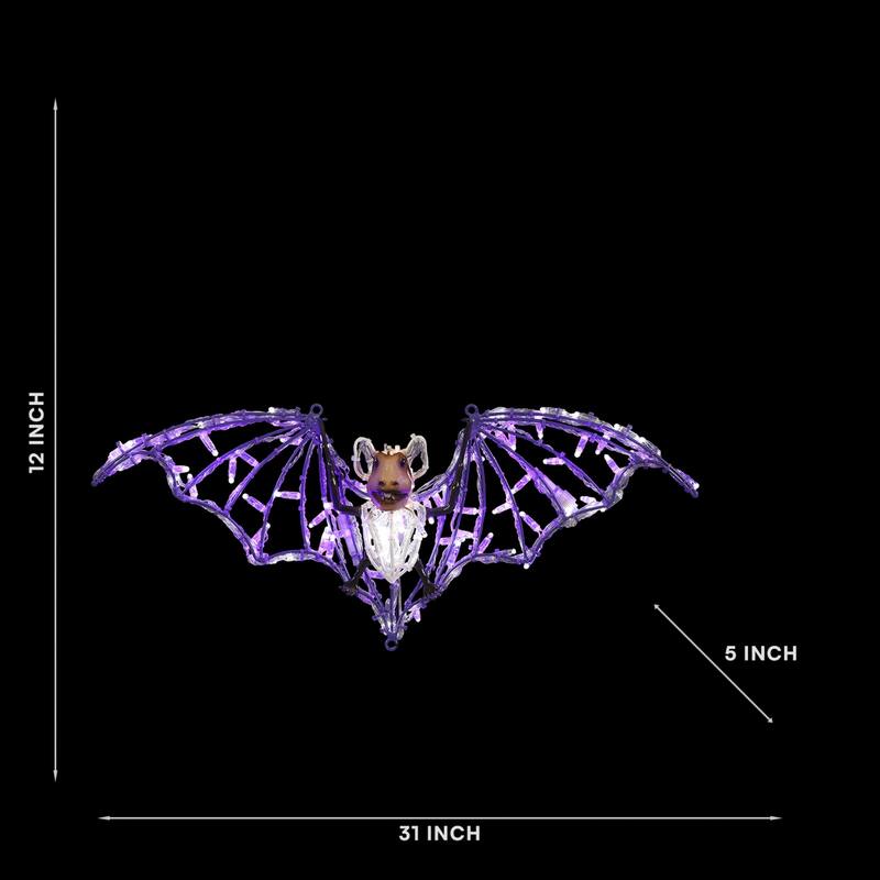LED Lighted Bat Outdoor Halloween Decoration - 31.5" - Purple