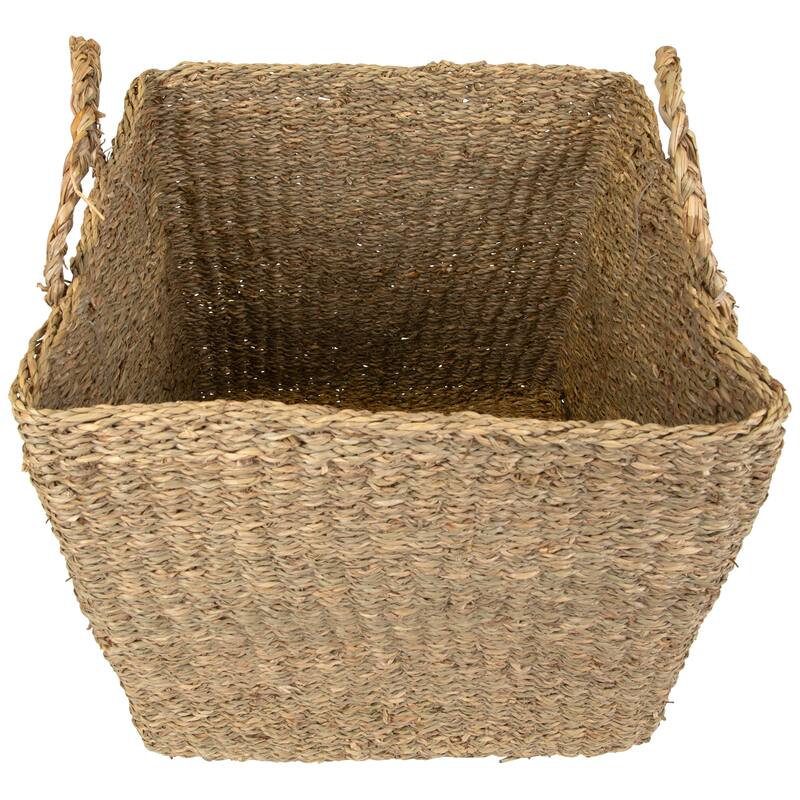 Rustic Square Wicker Table and Floor Baskets - Set of 4