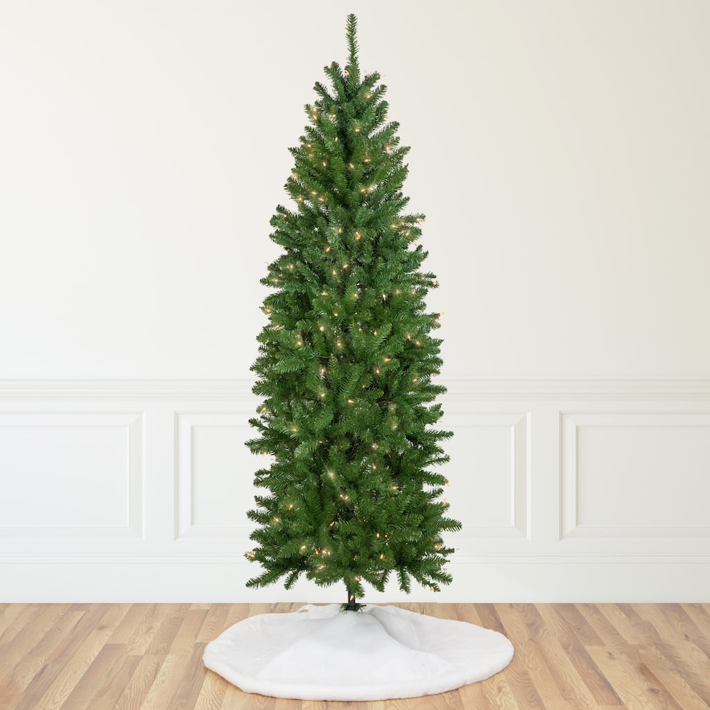 12' Pencil White River Fir Artificial Christmas Tree Clear Lights