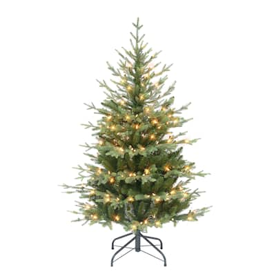 Puleo International 4.5 ft. Pre-lit Slim Balsam Fir Tree
