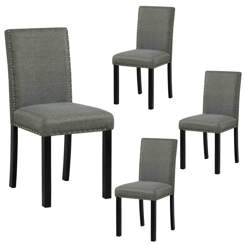 Gymax Wooden Dining Chairs Set of 4 w/Solid Rubber Bent Wood Legs for - Grey - Set of 4