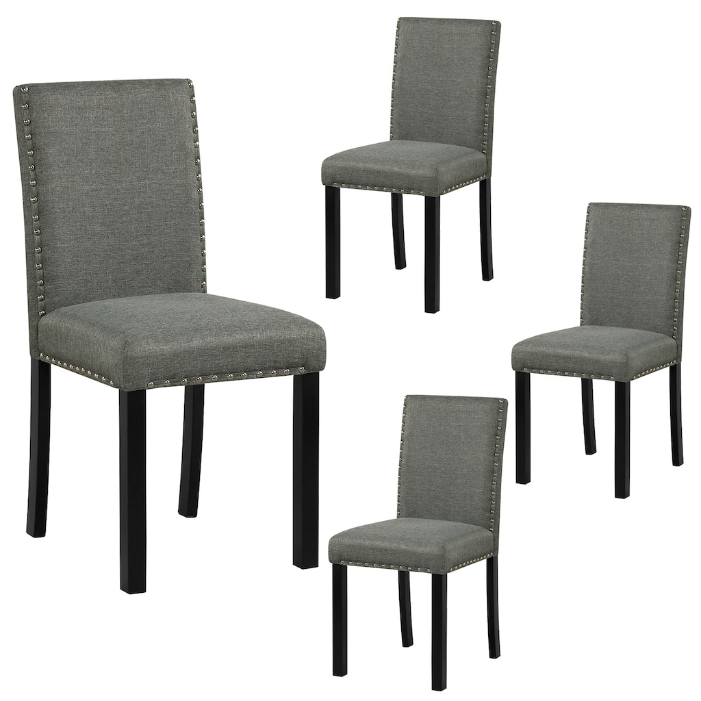 Gymax Wooden Dining Chairs Set of 4 w/Solid Rubber Bent Wood Legs for