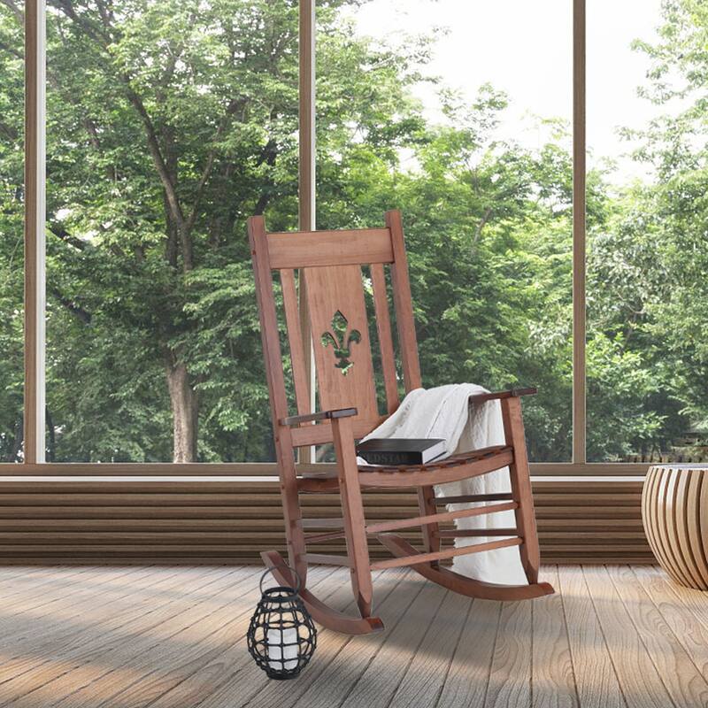 Outdoor Wooden Rocking Chair - Burlywood