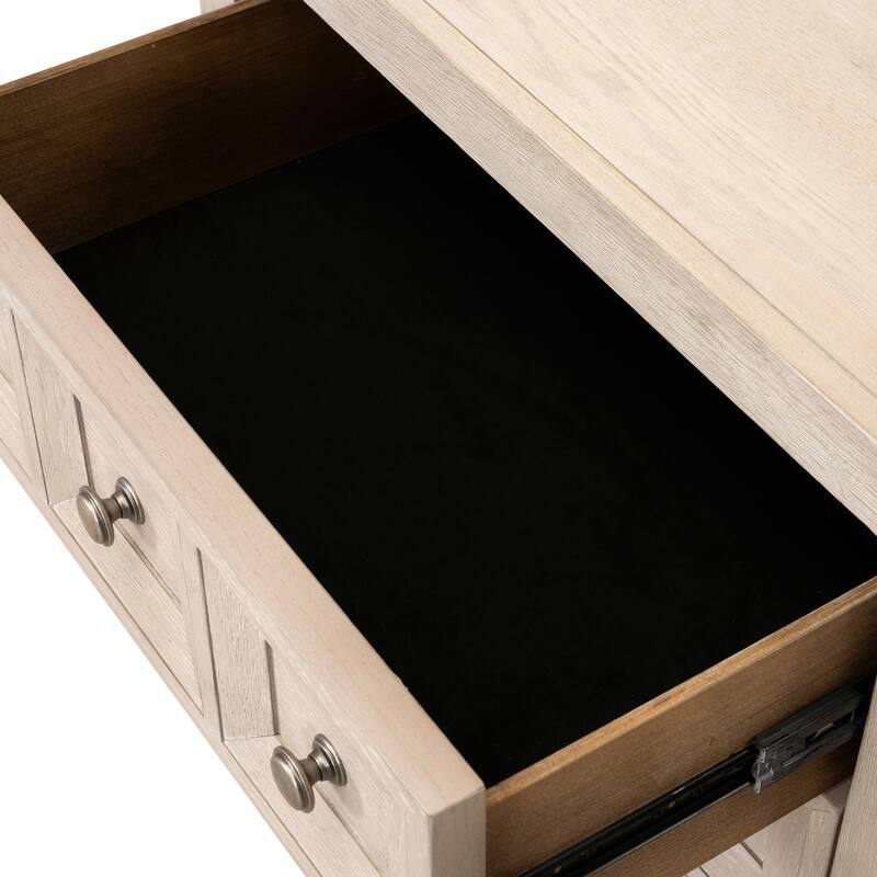 Furniture of America Durem II Modern Classic 5-Piece Solid Wood Panel Bedroom Set with 2-Drawer Oversized Nightstand