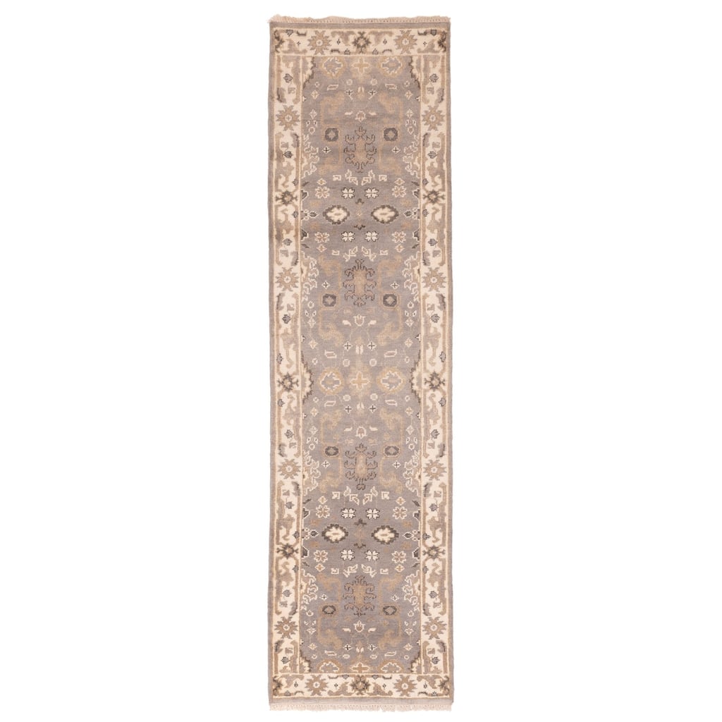 ECARPETGALLERY Hand-knotted Royal Oushak Grey Wool Rug - 2'6 x 9'9