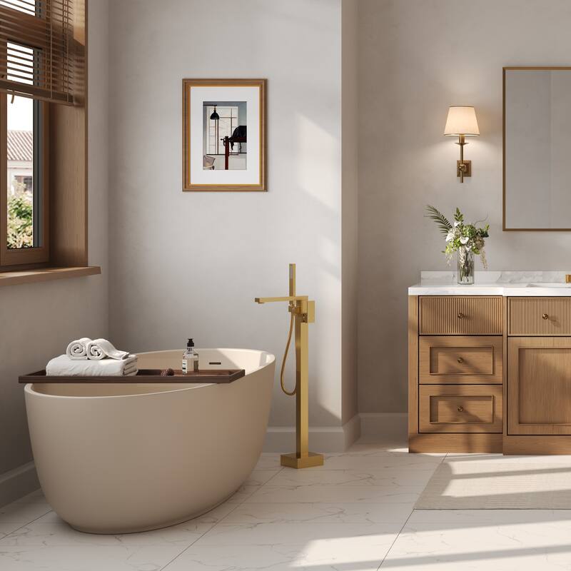 GRANDJOY 1-Handle Stylish Freestanding Tub Faucet with Hand Shower