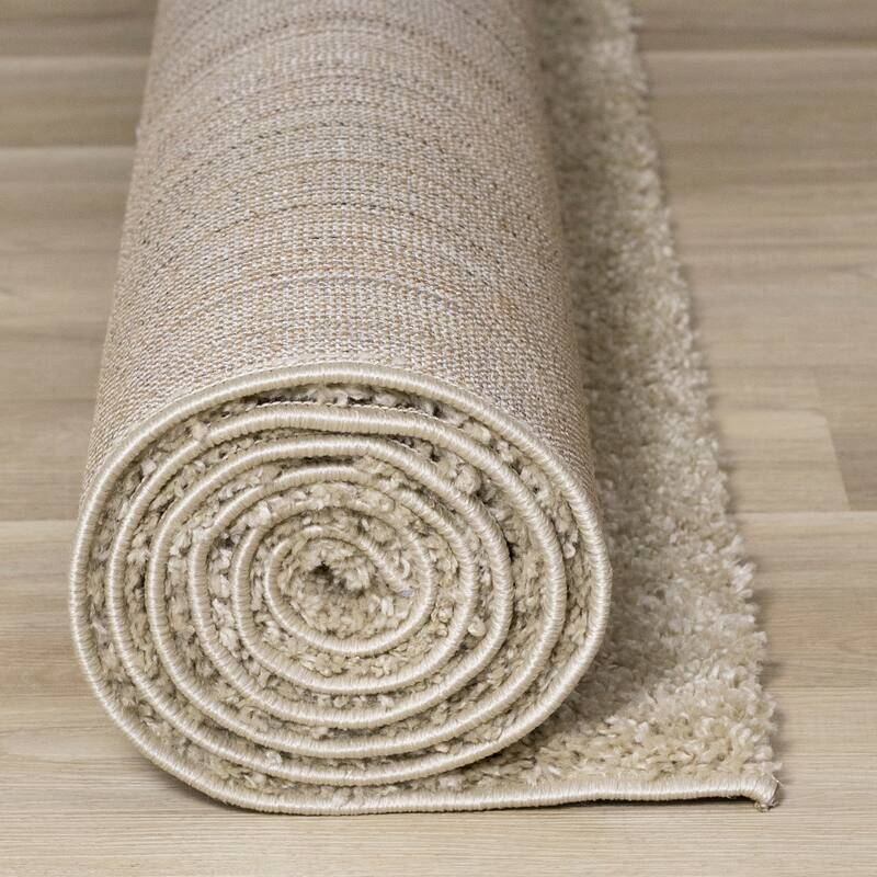 Taylor Collection - Plush Beige Shag Area Rug
